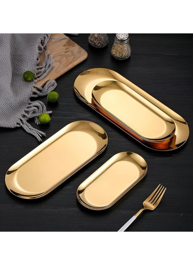 Generic - 4 Golden Rectangular Serving Tray Different Sizes - Image 1