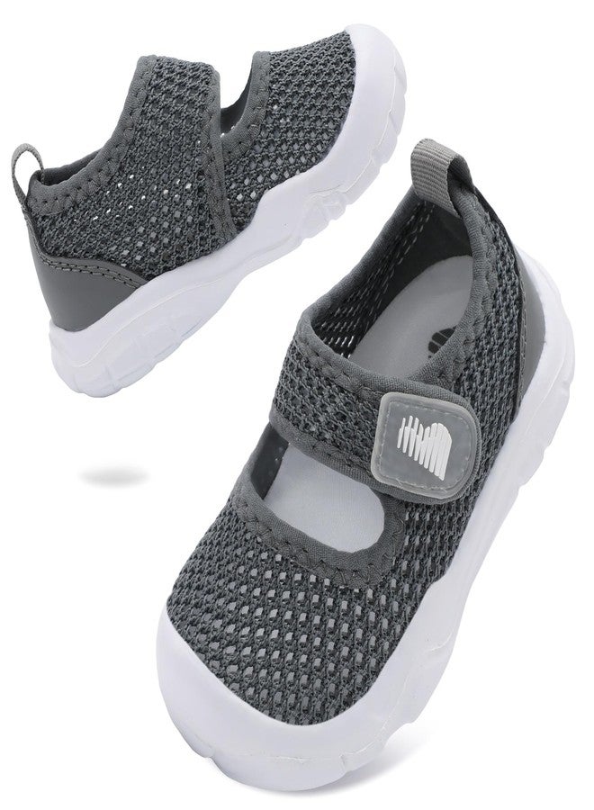 BARERUN Toddler Sandals for Boys Girls Qucik Dry Kids Water Sandals Outdoor Breathable Aqua Shoes Lightweight Summer Barefoot Shoes for Swim Pool Beach Grey Size 3 Infant - Image 1