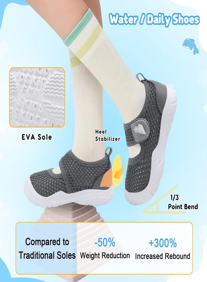 BARERUN Toddler Sandals for Boys Girls Qucik Dry Kids Water Sandals Outdoor Breathable Aqua Shoes Lightweight Summer Barefoot Shoes for Swim Pool Beach Grey Size 3 Infant - Image 4