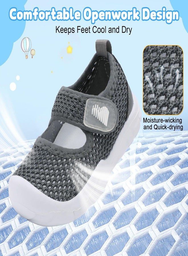 BARERUN Toddler Sandals for Boys Girls Qucik Dry Kids Water Sandals Outdoor Breathable Aqua Shoes Lightweight Summer Barefoot Shoes for Swim Pool Beach Grey Size 3 Infant - Image 3