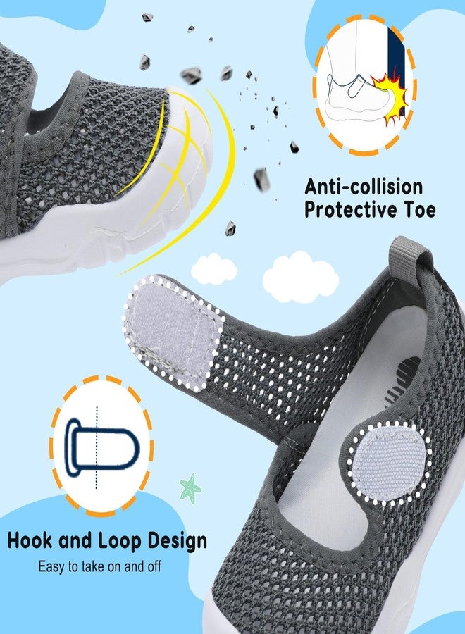 BARERUN Toddler Sandals for Boys Girls Qucik Dry Kids Water Sandals Outdoor Breathable Aqua Shoes Lightweight Summer Barefoot Shoes for Swim Pool Beach Grey Size 3 Infant - Image 5