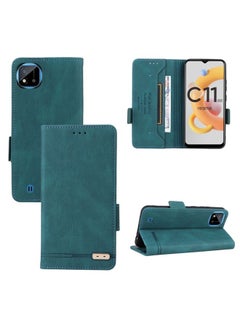HuHa Case Cover For Realme C11 2021/Realme C20 Magnetic Clasp Flip Leather Phone Case Green 