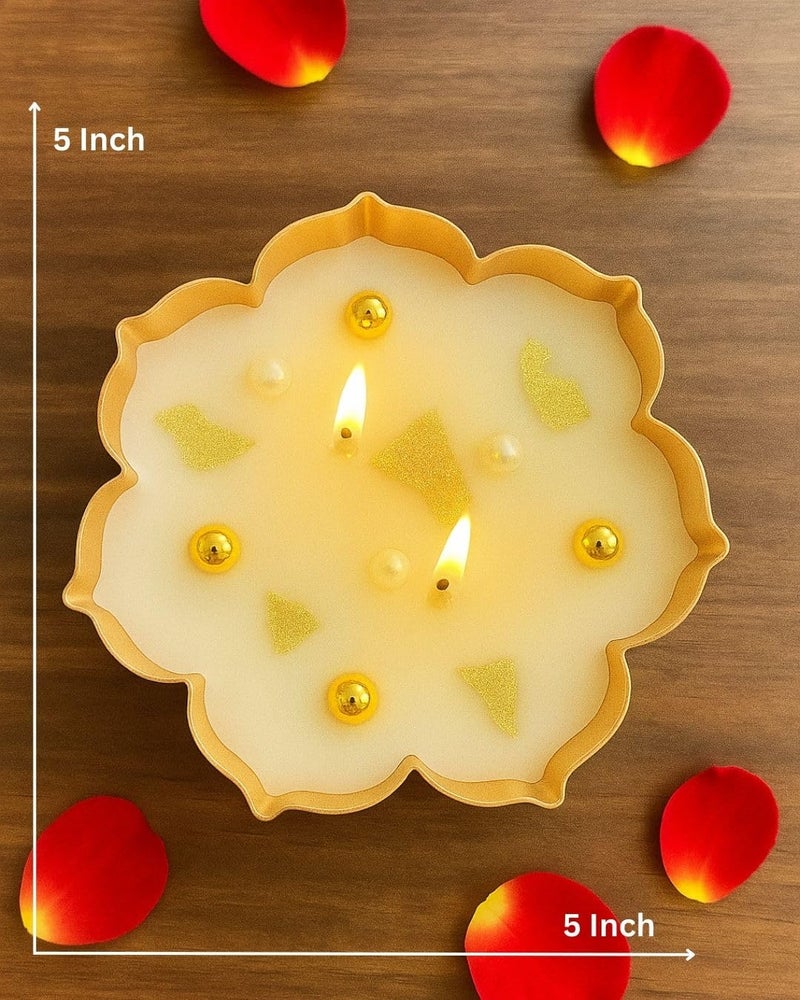 CHRONIKLE Scented Candle Lotus Glow Urli – 5.5" | Handcrafted Scented Soy Wax Candle for Home Décor, Pooja, Festive Lighting & Gifting - Image 2