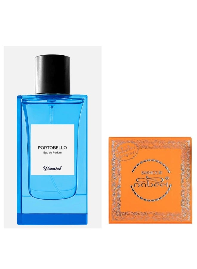 نبيل قطعة بخور نبيل شرقي خشبي عبوة 40 جرام + ويكورد لندن بورتوبيللو ٦٠ مل - Image 1