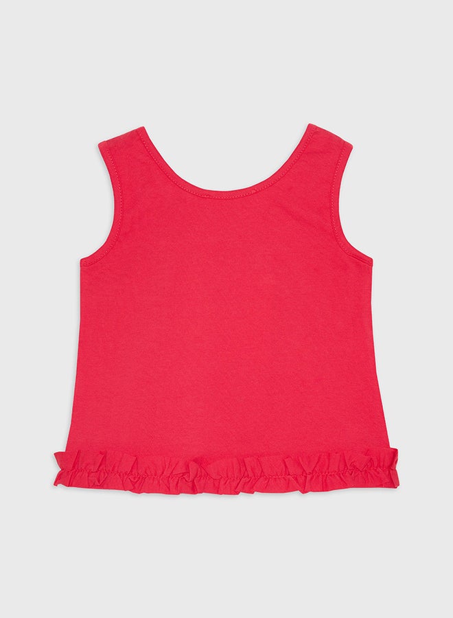 كوكا ملابس أطفال بنات بلوزة أحمر بلا أكمام - Image 2