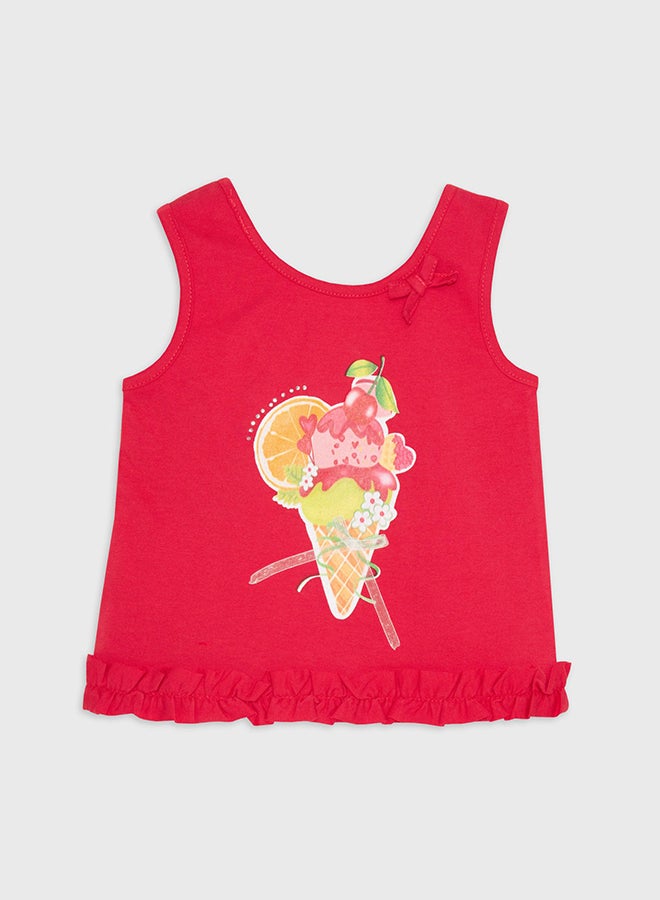 كوكا ملابس أطفال بنات بلوزة أحمر بلا أكمام - Image 1