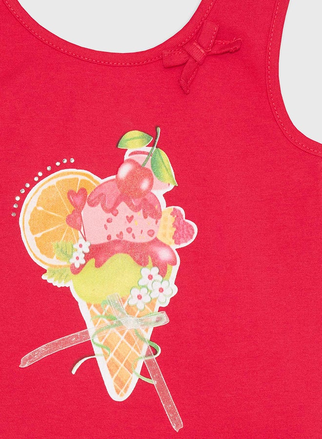 كوكا ملابس أطفال بنات بلوزة أحمر بلا أكمام - Image 3