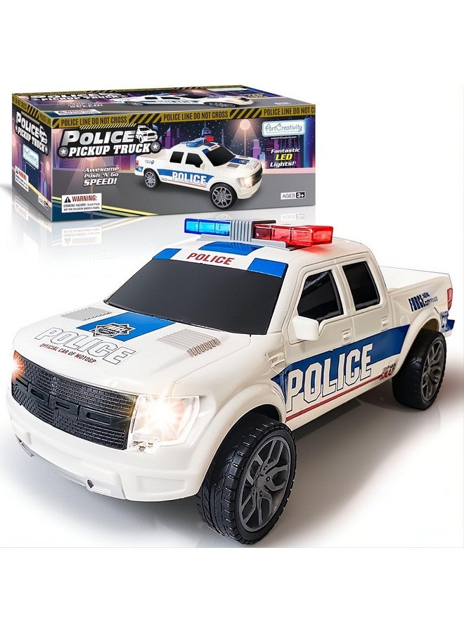 ArtCreativity لعبة سيارة شرطة كبيرة 10" من آرت كرييتيفيتي مع مصابيح LED وصفارات، تعمل بالطاقة الاحتكاكية، مقياس 1:20، سيارات شرطة للأطفال من 3-5 سنوات، شاحنات شرطة عملاقة، شاحنات ألعاب للأطفال - Image 1