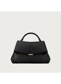 New Arrival NichePolene Micro Smile High-End Feel Wrinkled Genuine Leather Handbag Womens Shoulder Bag From France Black [spot shipped in seconds]