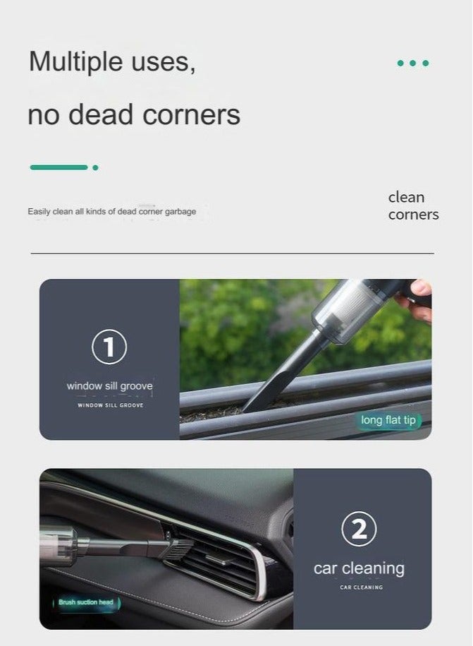 مكنسة كهربائية للسيارة مزدوجة الاستخدام، منفاخ مكنسة كهربائية محمولة باليد لتنظيف السيارات - Image 4