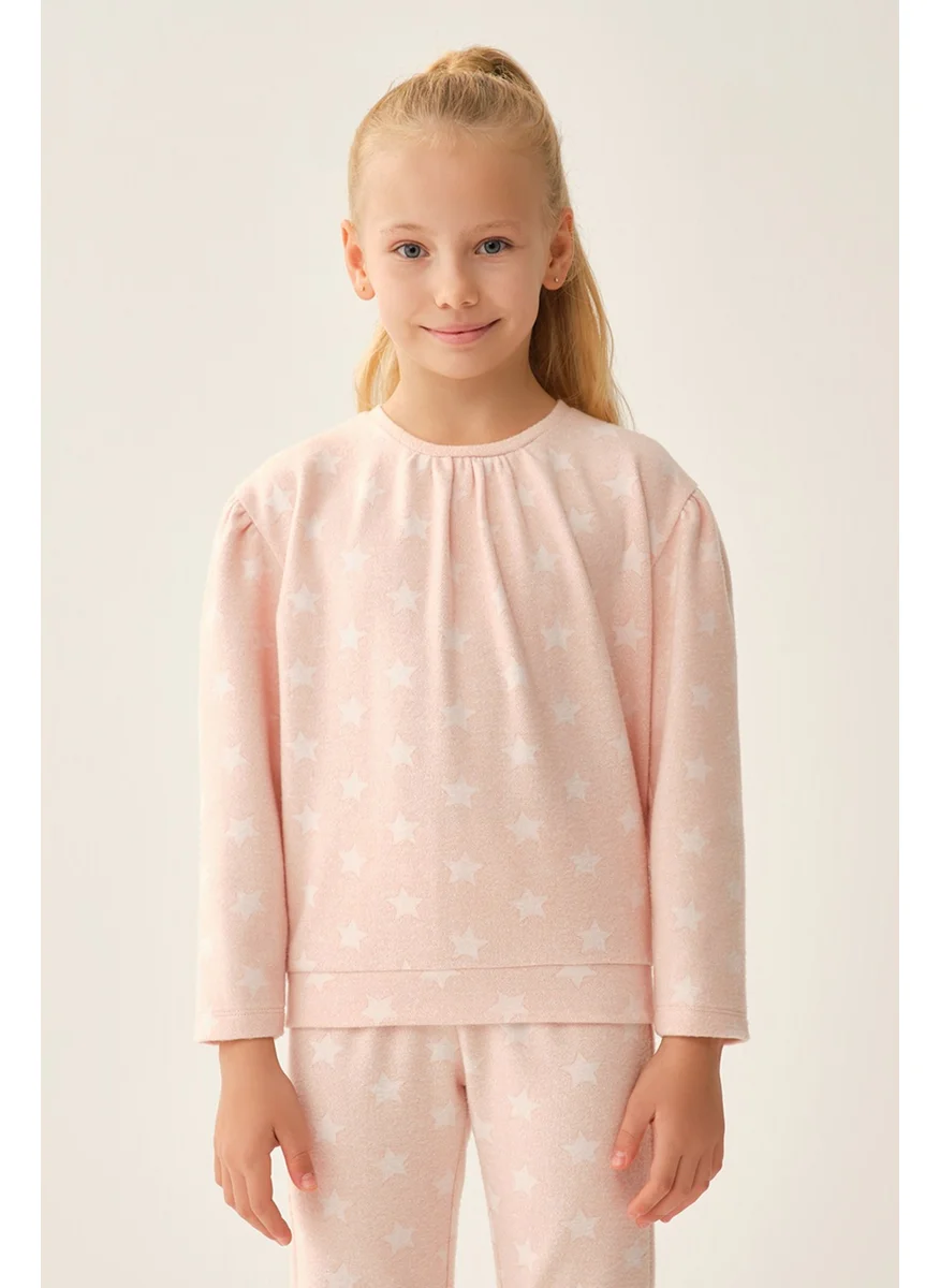 dagi Pink Star Patterned Sweatshirt