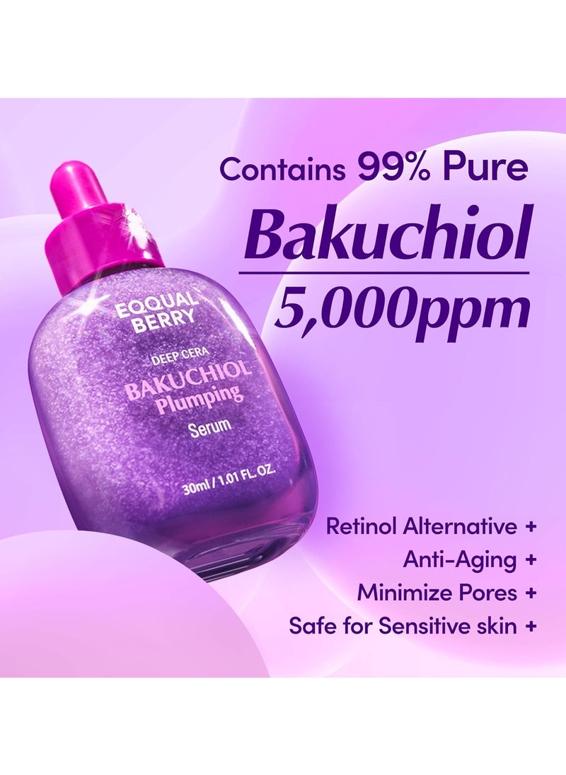 eqqualberry Bakuchiol Plumping Serum – Pore and Wrinkle Minimizer with Bakuchiol | Retinol Alternative for Sensitive Skin | Enhances Firmness and Elasticity with Ceramide and Peptides, 1.01oz / 30ml  - Image 3