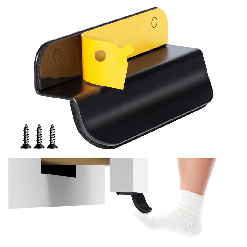 Joxodak Trash Cabinet Foot Pull - Hands-Free Door Solution for Trash Drawer, Adhesive Toe Pull Comfortable for Barefoot Use (1, Matte Black) - Image 1