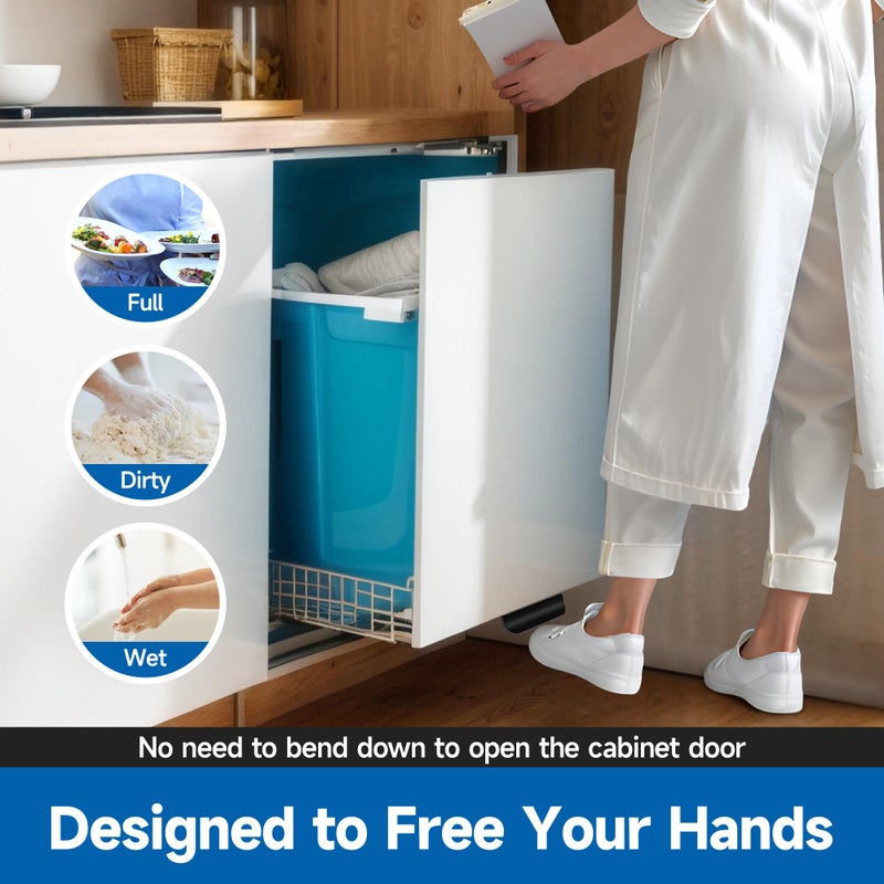 Joxodak Trash Cabinet Foot Pull - Hands-Free Door Solution for Trash Drawer, Adhesive Toe Pull Comfortable for Barefoot Use (1, Matte Black) - Image 5