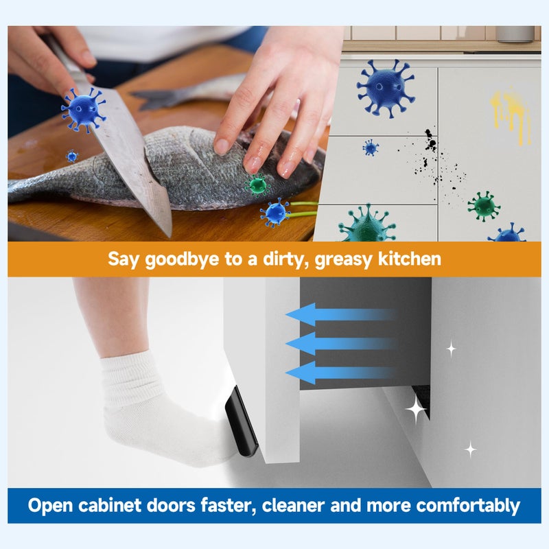 Joxodak Trash Cabinet Foot Pull - Hands-Free Door Solution for Trash Drawer, Adhesive Toe Pull Comfortable for Barefoot Use (1, Matte Black) - Image 4