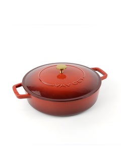 VAV Healthy and Safe, Non-Stick Cookware, Enameled Cast Iron Dutch Oven Braiser Pan, 28cm / 3.79L – Red  - Image 1