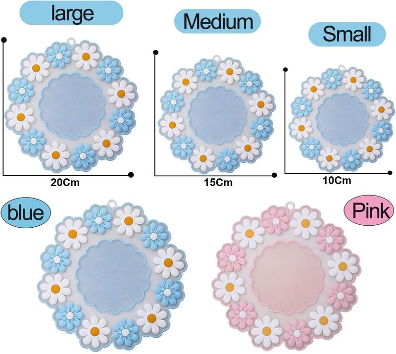 Sugalsu Silicone Placemats Daisy Flower Shape Heat Resistant Trivets Pot Holder Mats Cup Potholders Pot Holders NonSlip Insulation Hot Pads for Kitchen BlueBigMediumSmall Set of 6 - Image 2