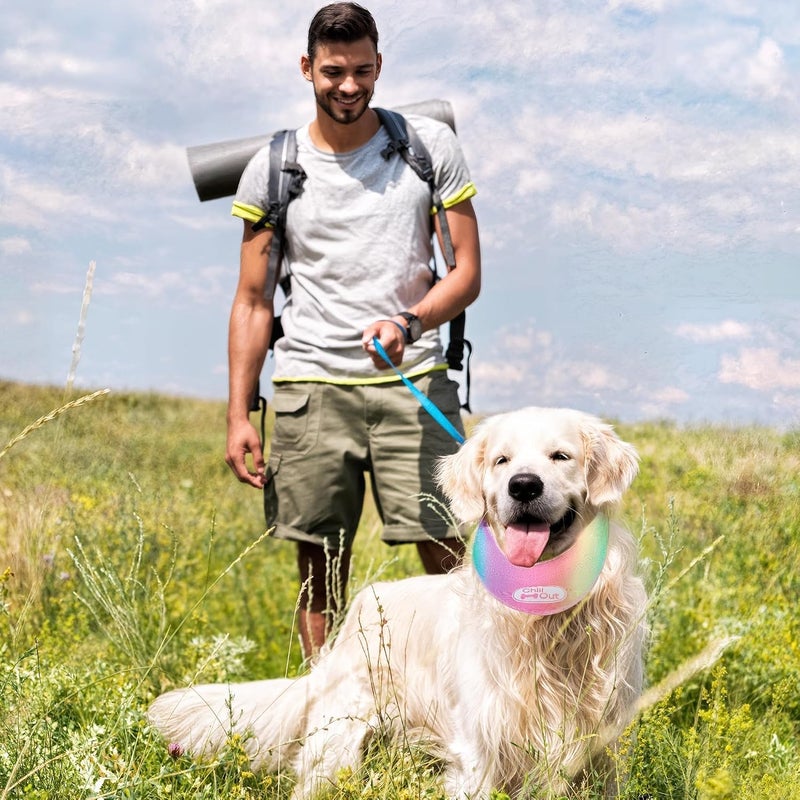 أوول فور بوز مجموعة "ALL FOR PAWS" المكونة من وشاحين تبريد للكلاب، طوق تبريد ولفافة رقبة للكلاب، أوشحة تبريد جليدية للكلاب الصغيرة، طوق تبريد "بلو تشيل أوت" (مقاس S، محيط الرقبة 11.8-14.4 بوصة) - Image 4