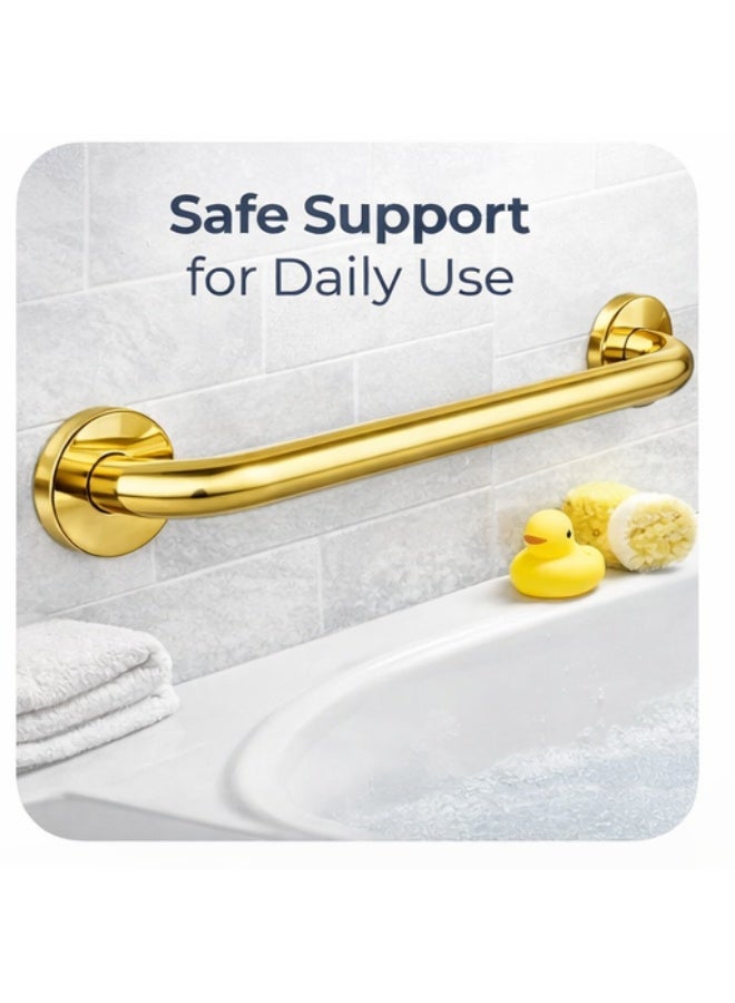 رونا مقبض أمان RONA 46 سم ذهبي لامع للحمام مانع للانزلاق مقاوم للصدأ دعم للدش - Image 2