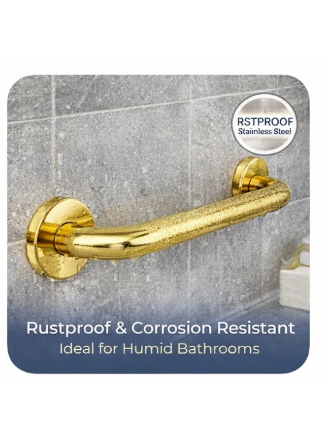 رونا مقبض أمان RONA 46 سم ذهبي لامع للحمام مانع للانزلاق مقاوم للصدأ دعم للدش - Image 5