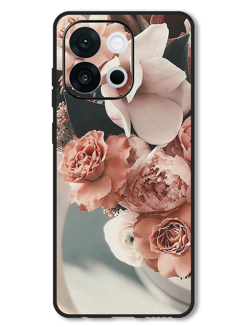 Theodor Case Compatible with OnePlus 13T 6.32 Inch Protection Shockproof Bumper Cover Peach Roses - Image 1