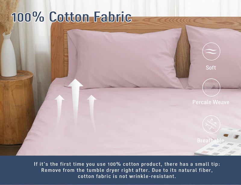 HOMTEC Cotton Pillow Cases King Size Set of 2  20 by 40 inches King Pillow Cases  Light Pink King Pillow Cases  King Pillowcases Cotton Percale Weave Pre-Shrunk Breathable and Hypoallergenic - Image 4