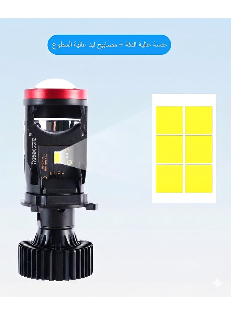 2PCS H4 LED Headlight Bulbs with Mini Projector Lens Hi/Lo Beam, Super Bright 6000K White Car Headlight Conversion Kit, Clear Cut Off Line Canbus Error Free, Compatible with H4 9003 HB2, Y7D - Image 5