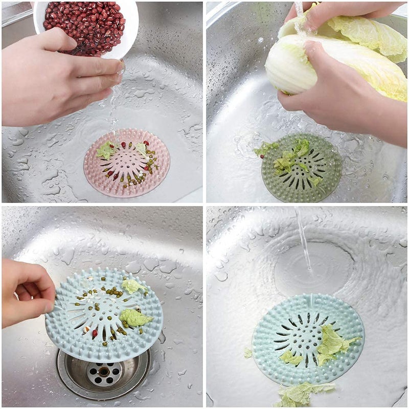 RoarCraft Hair Catcher Shower Drain Covers Protector Silicone Bathtub Hair Stopper and Clean Suit for Bathroom Tub Shower and Sin (Multi Color, Set of 5) - Image 2