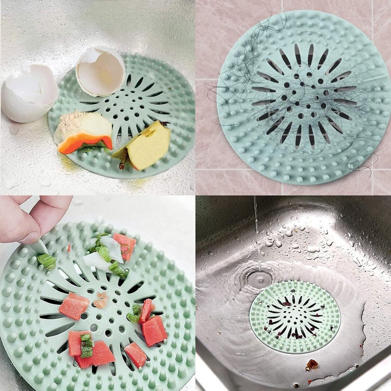 RoarCraft Hair Catcher Shower Drain Covers Protector Silicone Bathtub Hair Stopper and Clean Suit for Bathroom Tub Shower and Sin (Multi Color, Set of 5) - Image 5