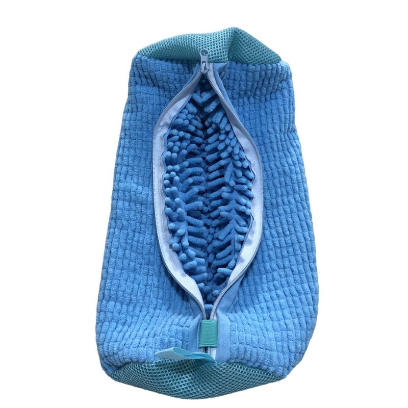 Lazy Washing Shoes Washing Machine Cleaning Convenient Care Bag Chenille Shoes Bag Cylindrical Washing Machine Polyester Cotton Shoes Washing Bag Blue 