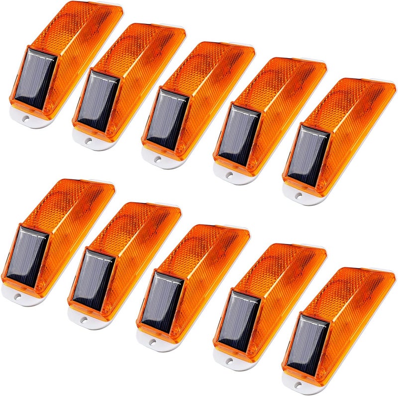 risoon Solar Strobe Warning Light: Sensitive Strobe LED Warning Lamp Super Bright IP65 Waterproof Wireless Light Control for Construction Traffic Balusters Driveways Bridge Dock Marine (Yellow, 12-PCS) - Image 1