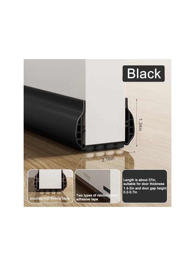 Under Door Draft Stopper with Brush, Upgrade Cuttable Under Door Seal Blocker Insulator Door Sweep Weather Stripping Noise Stopper Strong Adhesive 36.6" Length