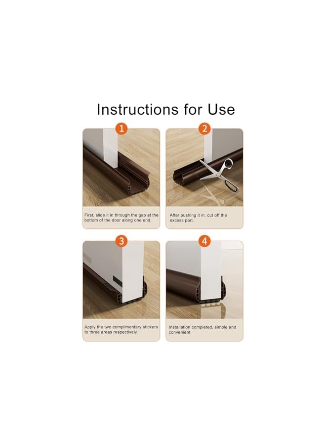 Under Door Draft Stopper with Brush, Upgrade Cuttable Under Door Seal Blocker Insulator Door Sweep Weather Stripping Noise Stopper Strong Adhesive 36.6" Length