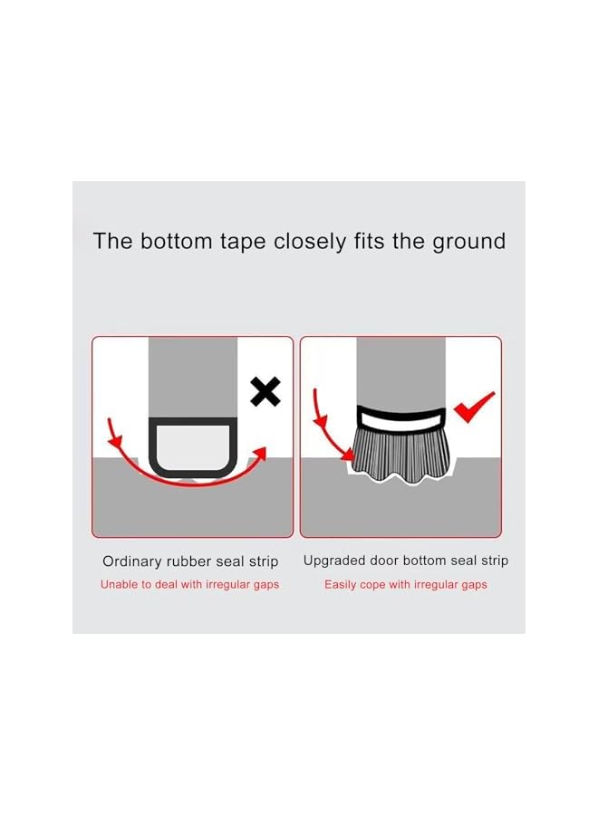 Under Door Draft Stopper with Brush, Upgrade Cuttable Under Door Seal Blocker Insulator Door Sweep Weather Stripping Noise Stopper Strong Adhesive 36.6" Length