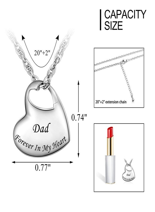 abooxiu Heart Urn Necklaces for Ashes Cremation Necklace for Ashes for Family Stainless Steel Cremation Jewelry - Forever in My Heart, Stainless Steel, stainless steel - Image 2