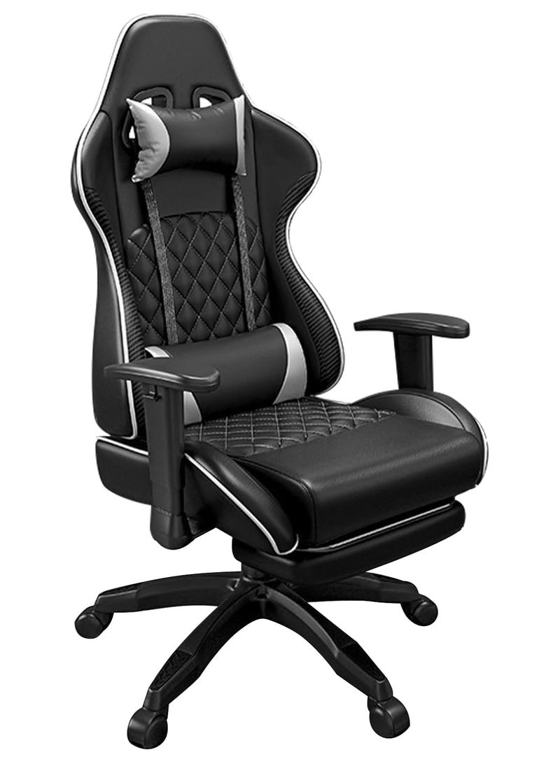 Beauenty Gaming Chair Office Chair with Footrest Racing Ergonomic Chair Leather Reclining Video Game Chair Adjustable Armrest High Back Gamer Chair with Headrest and Lumbar Support (Black) - Image 1
