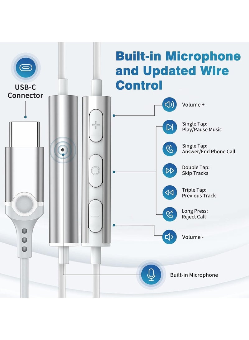 عام سماعات USB-C - سماعات Type-C، سماعات سلكية ستريو عالية الدقة مع ميكروفون وتحكم في مستوى الصوت - Image 3