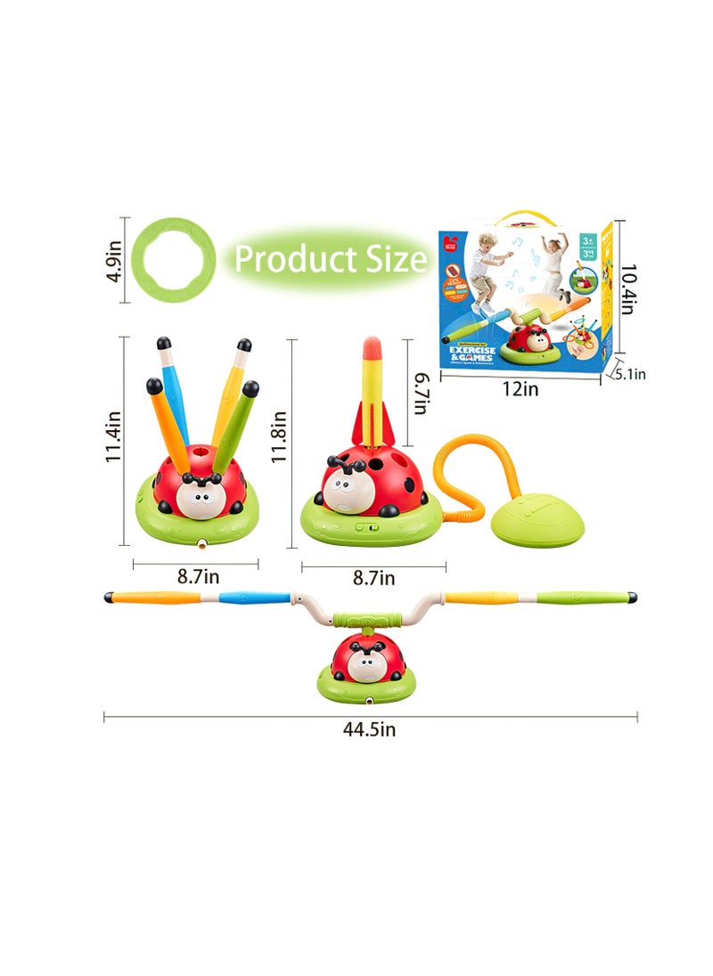 Excefore - 3 in 1 Musical Jump, Toss Ring Game Toy, Rocket Launcher for Kids Outdoor Toys with Remote Control, Indoor Outside Toys for Kids Ages 4-8, Gifts Toys for Ages 5-7 Kids - Image 1