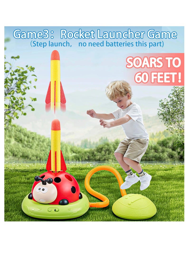 Excefore - 3 in 1 Musical Jump, Toss Ring Game Toy, Rocket Launcher for Kids Outdoor Toys with Remote Control, Indoor Outside Toys for Kids Ages 4-8, Gifts Toys for Ages 5-7 Kids - Image 1