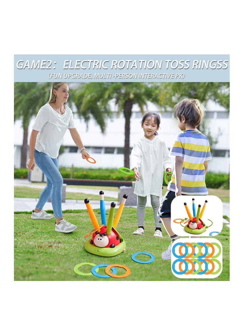 Excefore - 3 in 1 Musical Jump, Toss Ring Game Toy, Rocket Launcher for Kids Outdoor Toys with Remote Control, Indoor Outside Toys for Kids Ages 4-8, Gifts Toys for Ages 5-7 Kids - Image 1