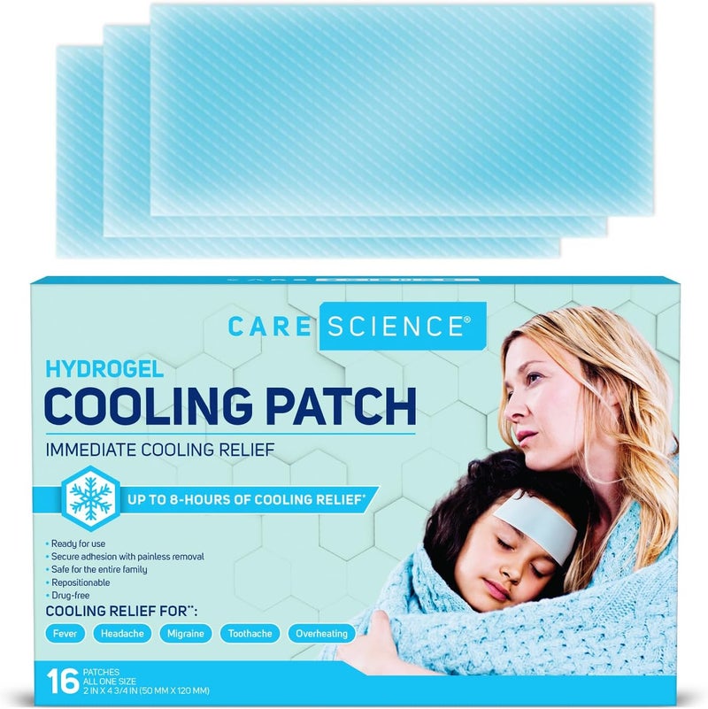 Care Science Hydrogel Cooling Patch 16ct  Cooling Patches for Headache and Fever Relief Readytouse Drug Free - Image 1