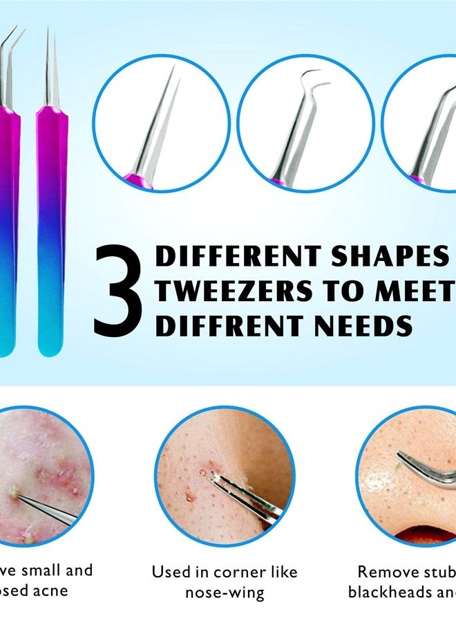 Ybaoo Blackhead Remover Extractor Tool, Ybaoo 10 Pcs Professional Pimple Popper Tool Kit with Metal Case for Quick and Easy Removal of Blackheads,Pimples,Zit Removing,Facial and Nose(Colorful) - Image 2