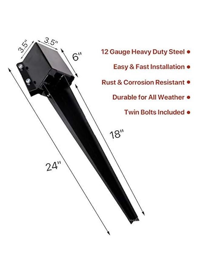 Arabest 6 Pcs Fence Post Anchor Ground Spike 4x4 Metal Post Stake 24 Inch for Mailbox Deck Railing Black - Image 3
