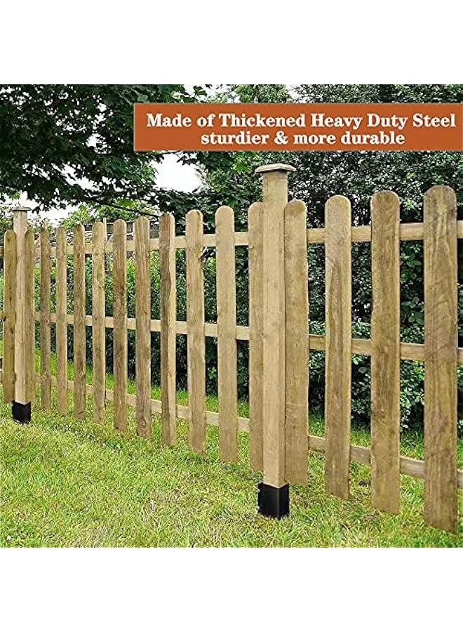 Arabest 6 Pcs Fence Post Anchor Ground Spike 4x4 Metal Post Stake 24 Inch for Mailbox Deck Railing Black - Image 4