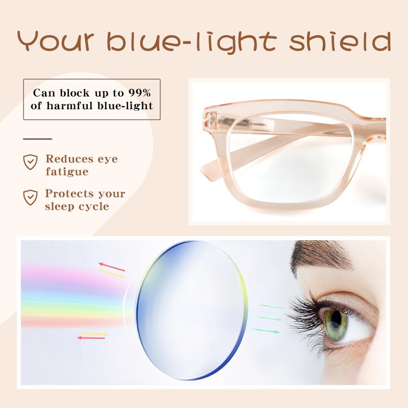 CHOFILORD 6 Pack Fashion Reading Glasses for Women Men Blue Light Blocking Oversized Square Readers with Spring Hinge (Mixed A1, 1.5, x) - Image 5