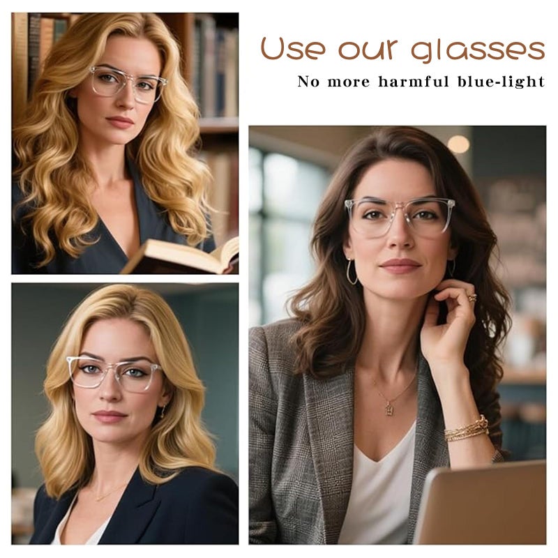 CHOFILORD 6 Pack Fashion Reading Glasses for Women Men Blue Light Blocking Oversized Square Readers with Spring Hinge (Mixed A1, 1.5, x) - Image 3