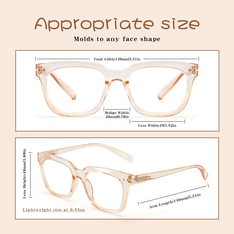 CHOFILORD 6 Pack Fashion Reading Glasses for Women Men Blue Light Blocking Oversized Square Readers with Spring Hinge (Mixed A1, 1.5, x) - Image 2