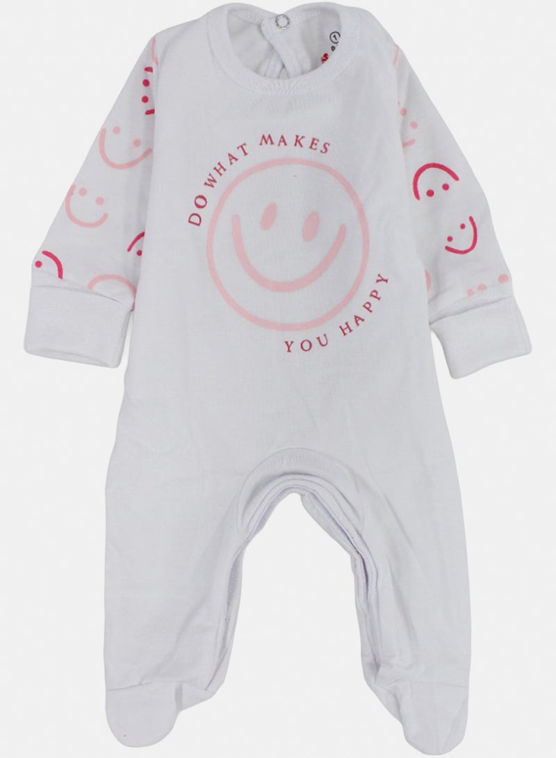 Baby Girls Cotton Baby Footie Onesie – "Do what Makes You Happy" Print – 3-6m