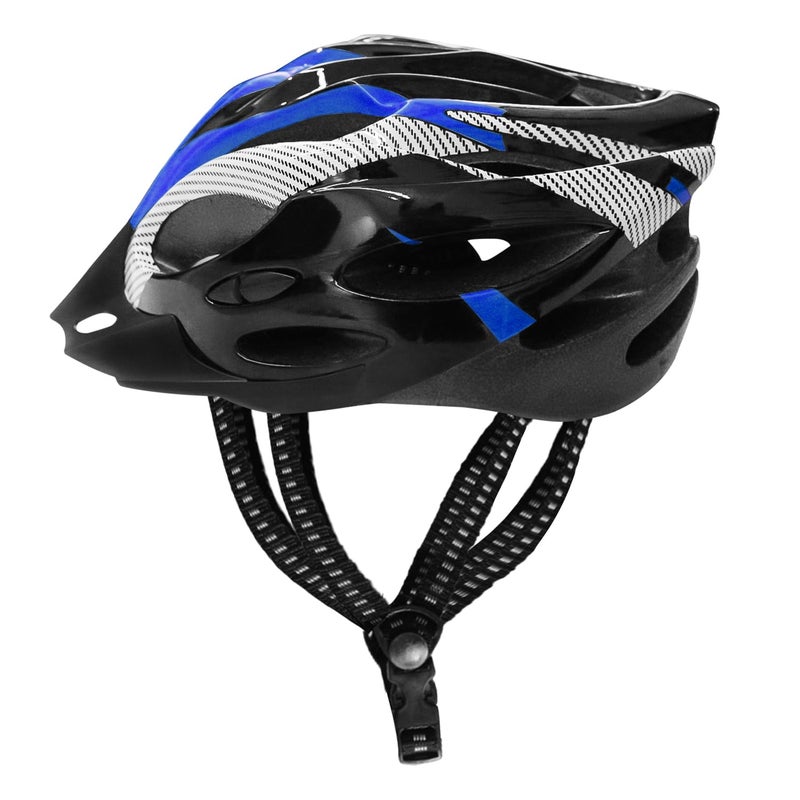 FABTEC خوذة دراجة هوائية وتزلج زرقاء-سوداء مع واقي وجه قابل للفصل | خوذة دراجة جبلية خفيفة الوزن مع غلاف مهوي، وحشوة ممتصة للصدمات، وحزام قابل للتعديل | مثالية للرجال والنساء والأطفال - Image 2