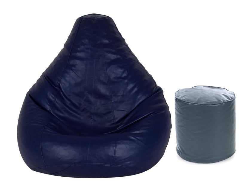 TRUE 2 F Large Teardrop Bean Bag Cover Foot Stool Only Without Beans NavyBlue L - Image 1